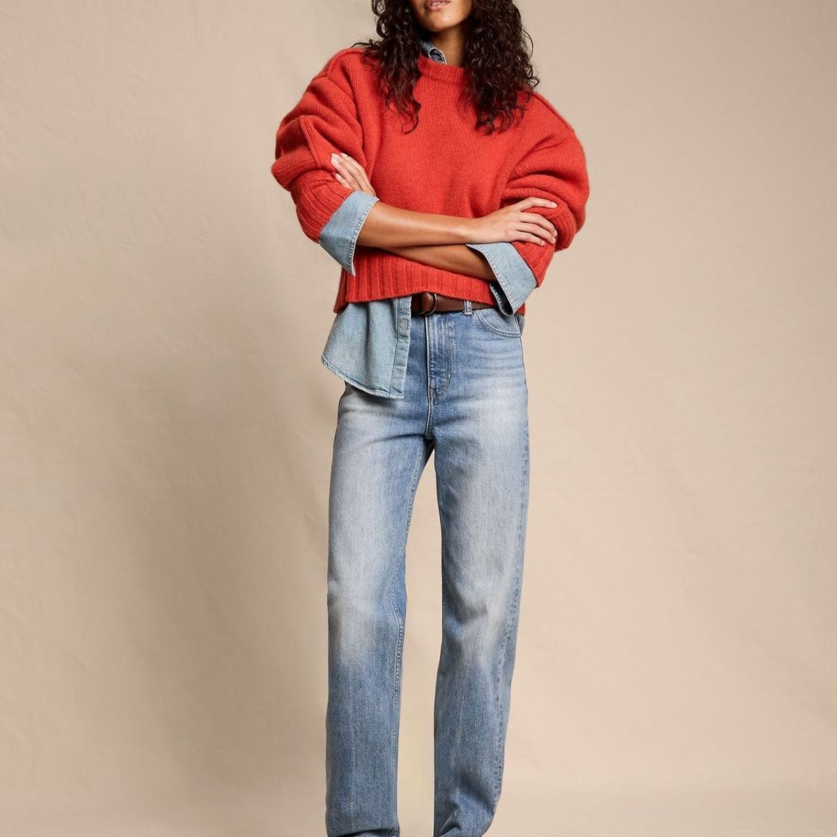 BANANA REPUBLIC - Jeans Mujer Tiro Alto 90'S Straight Celeste Banana Republic