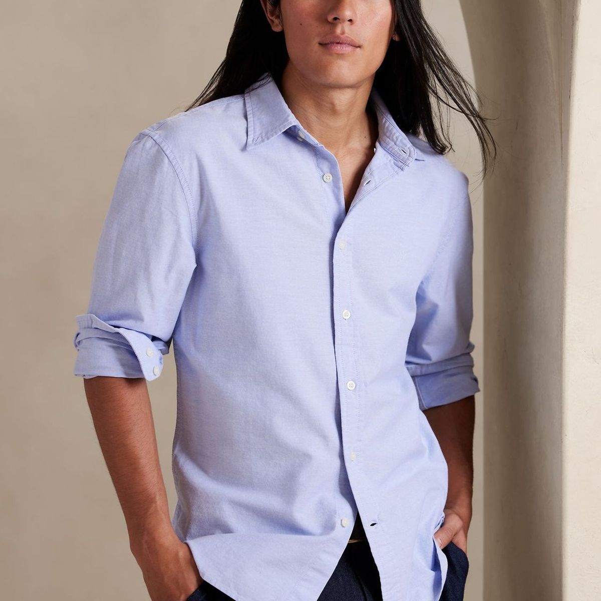 BANANA REPUBLIC - Camisa Hombre Logo Oxford Celeste Banana Republic