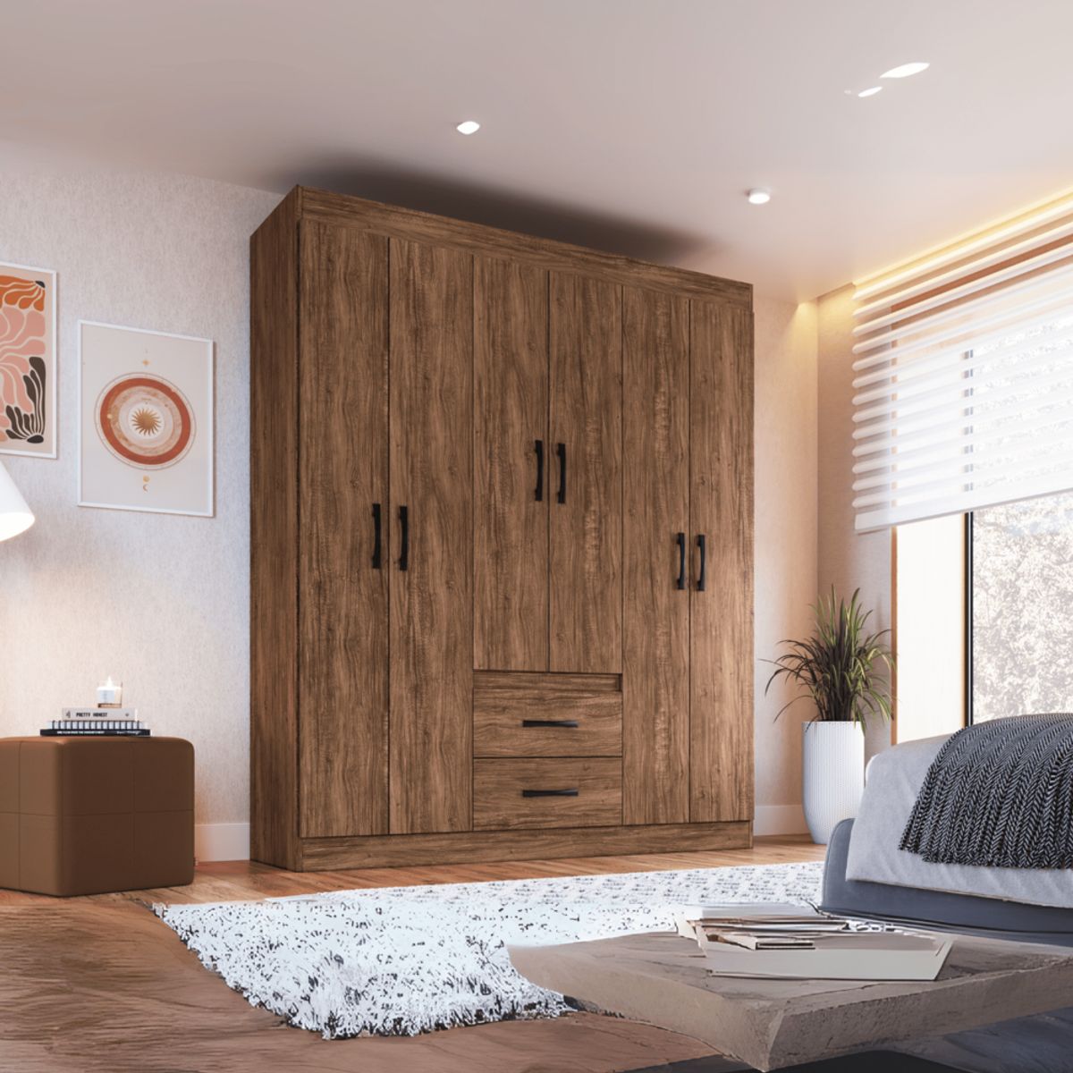 HOME MOBILI - Closet Pirita 6 Puertas Café oscuro