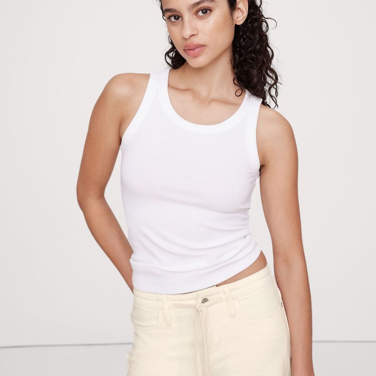 BANANA REPUBLIC - Polera Mujer Ribbed Tank Blanco Banana Republic