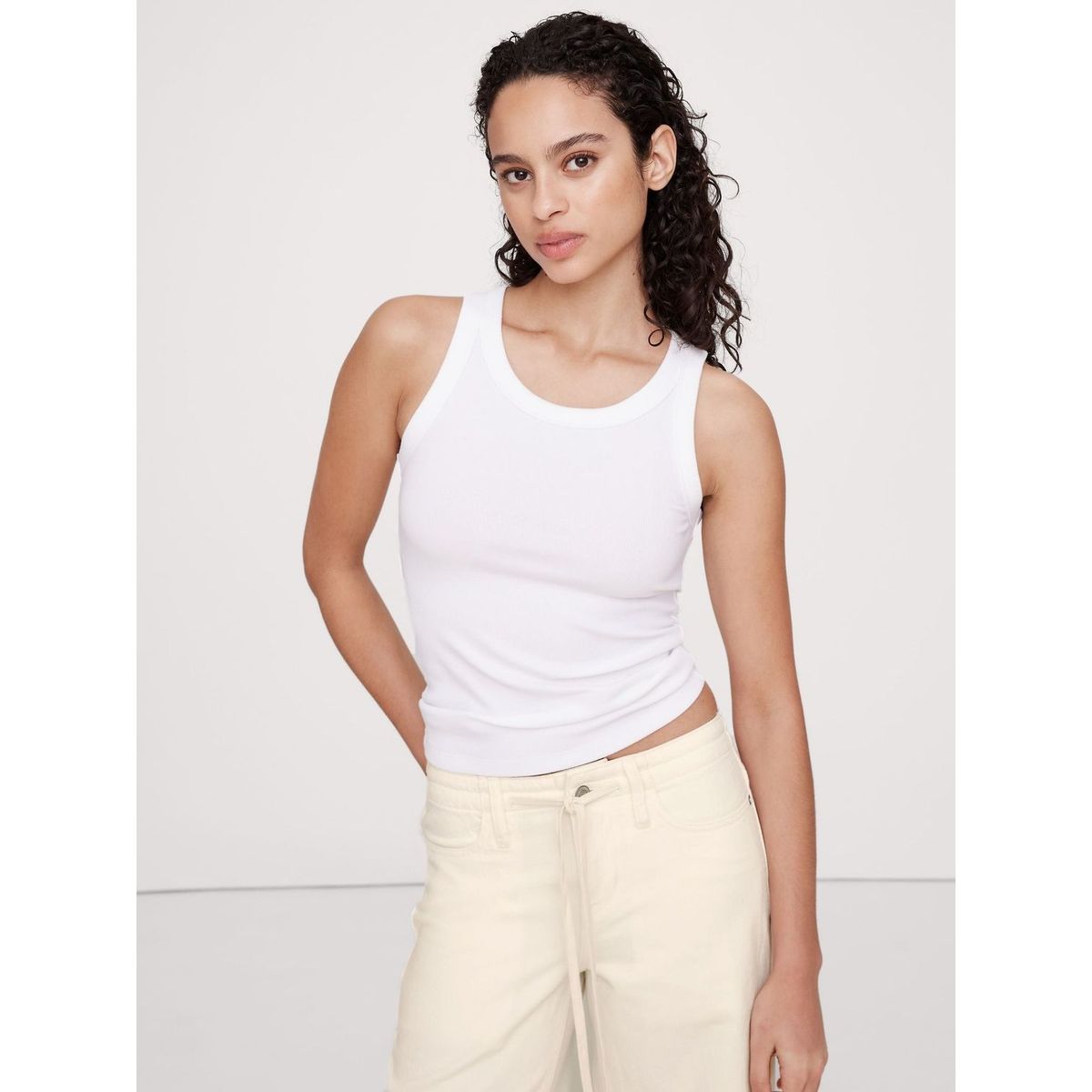 BANANA REPUBLIC - Polera Mujer Ribbed Tank Blanco Banana Republic
