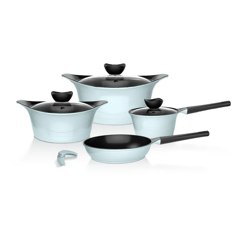 WENS - Batería Cocina Aluminio Fundido 7 piezas Fortis Celeste Wolf