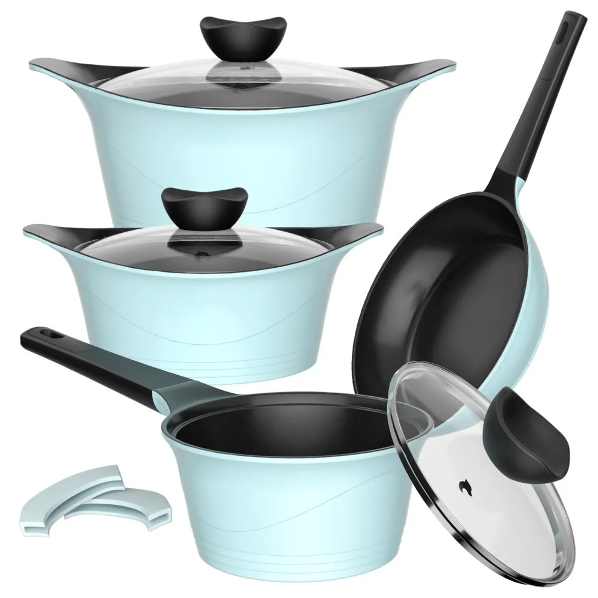 GENERICO - Batería Cocina Aluminio Fundido 7 piezas Kova Ice