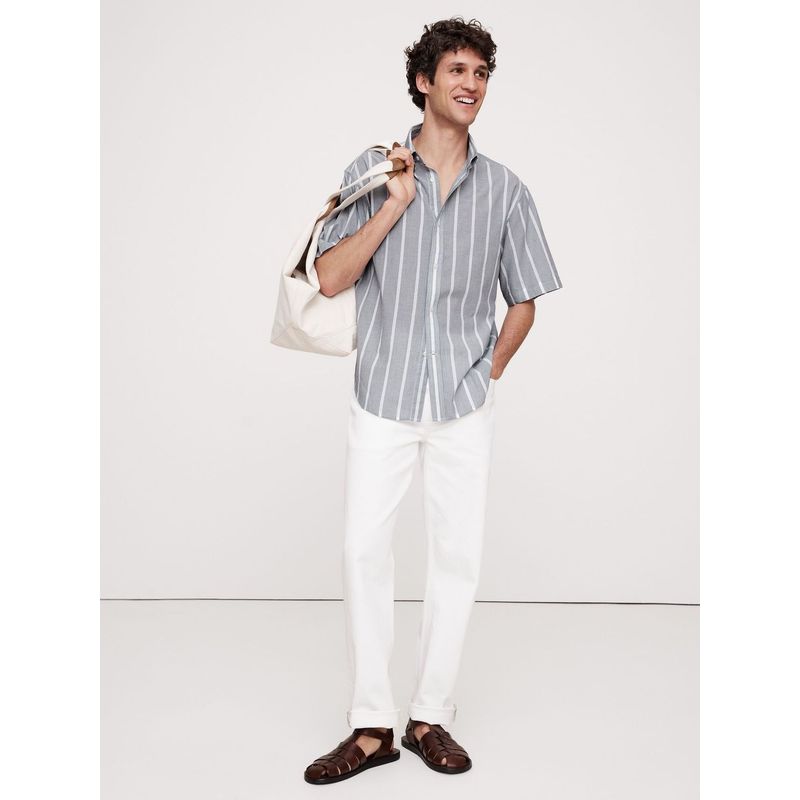 BANANA REPUBLIC - Camisa Hombre Relaxed-Fit Summerweight Algodón Azul Banana Republic