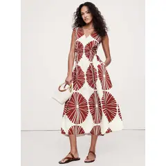 BANANA REPUBLIC - Vestido Mujer Poplin Side Cut-Out Midi Algodón Beige