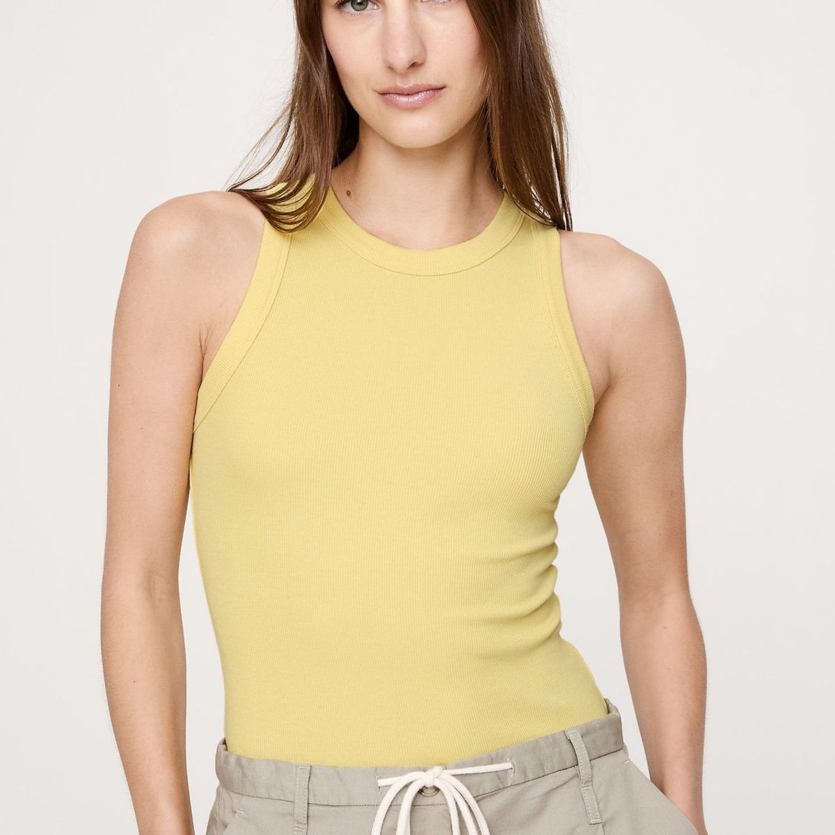 BANANA REPUBLIC - Polera Mujer Ribbed Cutaway Tank Blanco Banana Republic