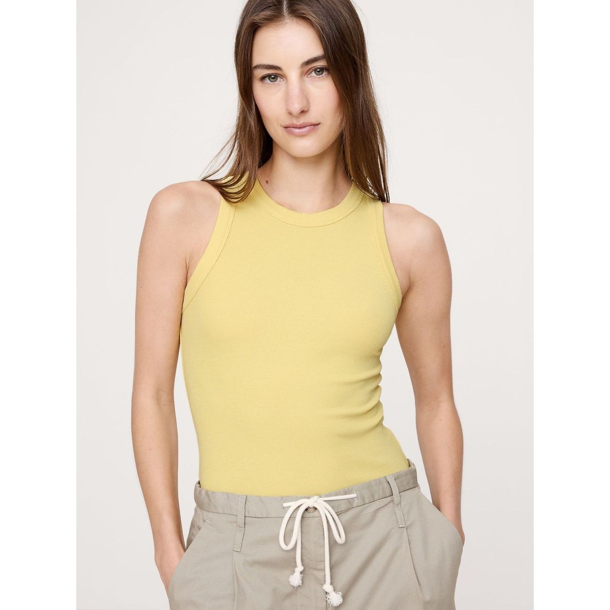 BANANA REPUBLIC - Polera Mujer Ribbed Cutaway Tank Blanco Banana Republic