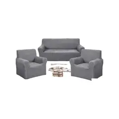 GENERICO - SET DE FUNDAS DE SOFA 3+1+1 - MODELO CUADRILLE GRIS