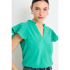 IO - Blusa Manga Corta Verde Mujer