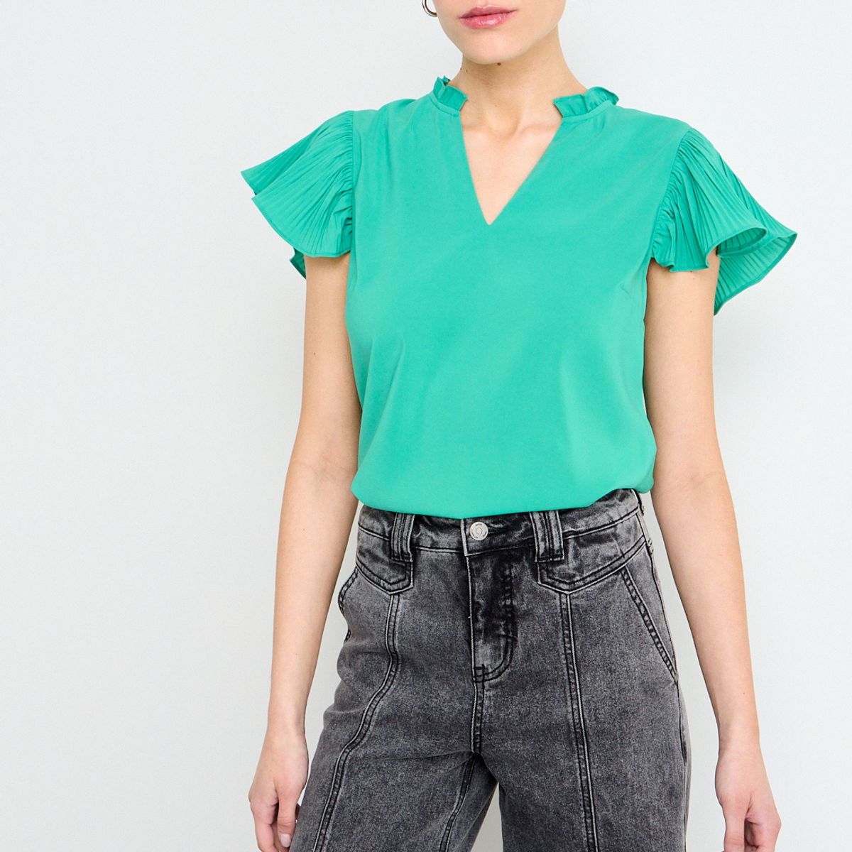 IO - Blusa Manga Corta Verde Mujer iO