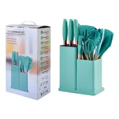 GENERICO - Set Utensilios De Cocina 19 Piezas Silicona Antiadherente