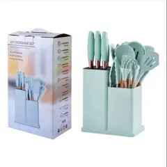 GENERICO - Set Utensilios De Cocina 19 Piezas Silicona Antiadherente