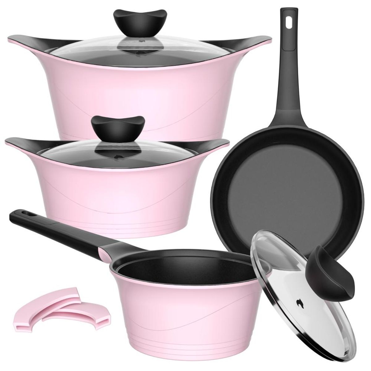 GENERICO - Batería Cocina Aluminio Fundido 7 piezas Kova Pink