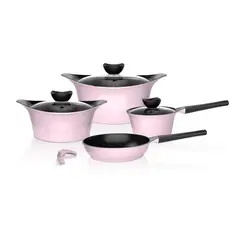 WENS - Batería Cocina Aluminio Fundido 7 piezas Fortis Rosado Wolf