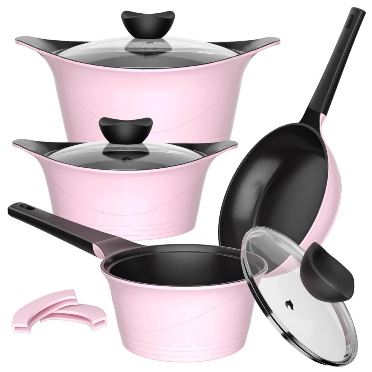 GENERICO - Batería Cocina Aluminio Fundido 7 piezas Kova Pink