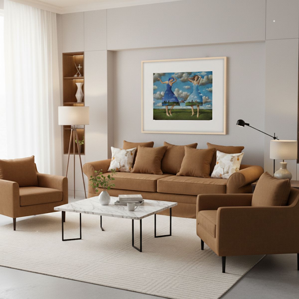 MUNDO LIVING - Living 311 Mambo Cafe sofa 3 cuerpos + 2 poltronas resortes pocket
