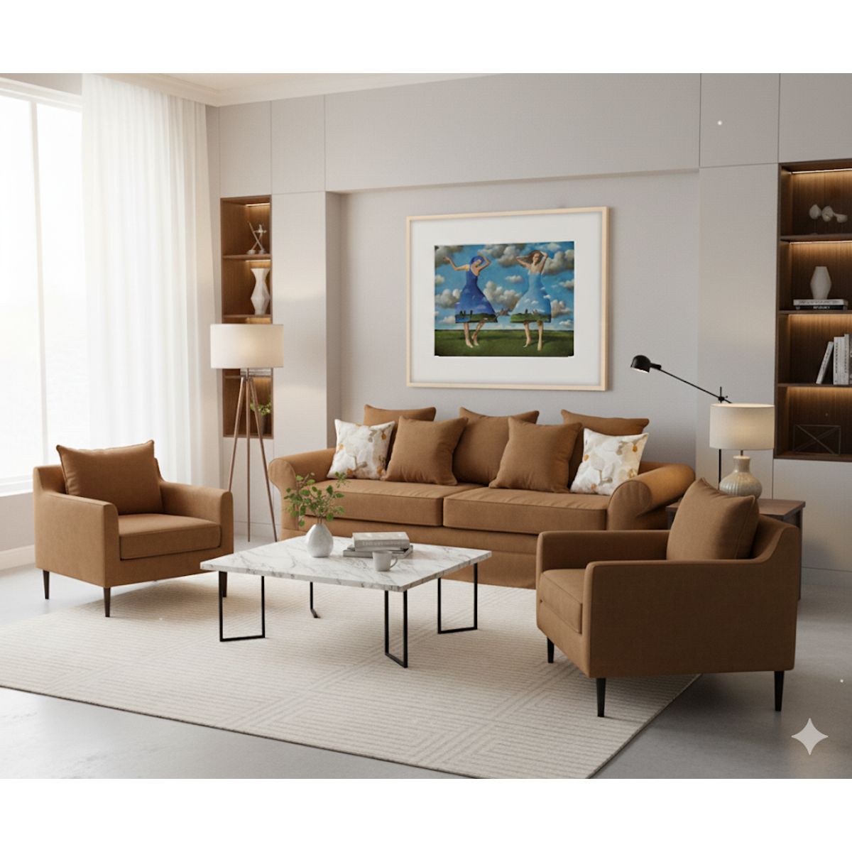 MUNDO LIVING - Living 311 Mambo Cafe sofa 3 cuerpos + 2 poltronas resortes pocket