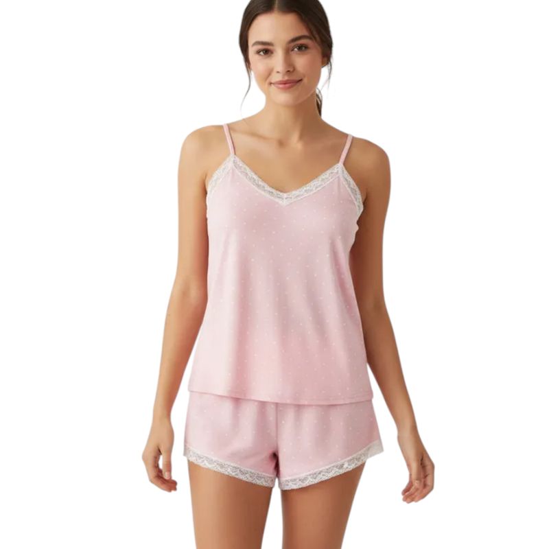 MEDIA LUNA - Pijama Conjunto Short y Polera Diseño Puntos