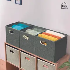 HOME LOGICS - Caja Almacenamiento Gris Plegable 31 x 31 cm Kiosclub
