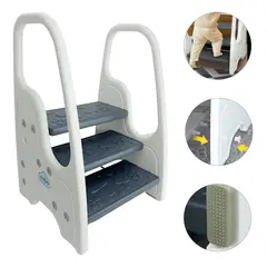 HOMEBRANDT - Taburete Escalera Niños Baño Cocina Infantil De 3 Peldaños