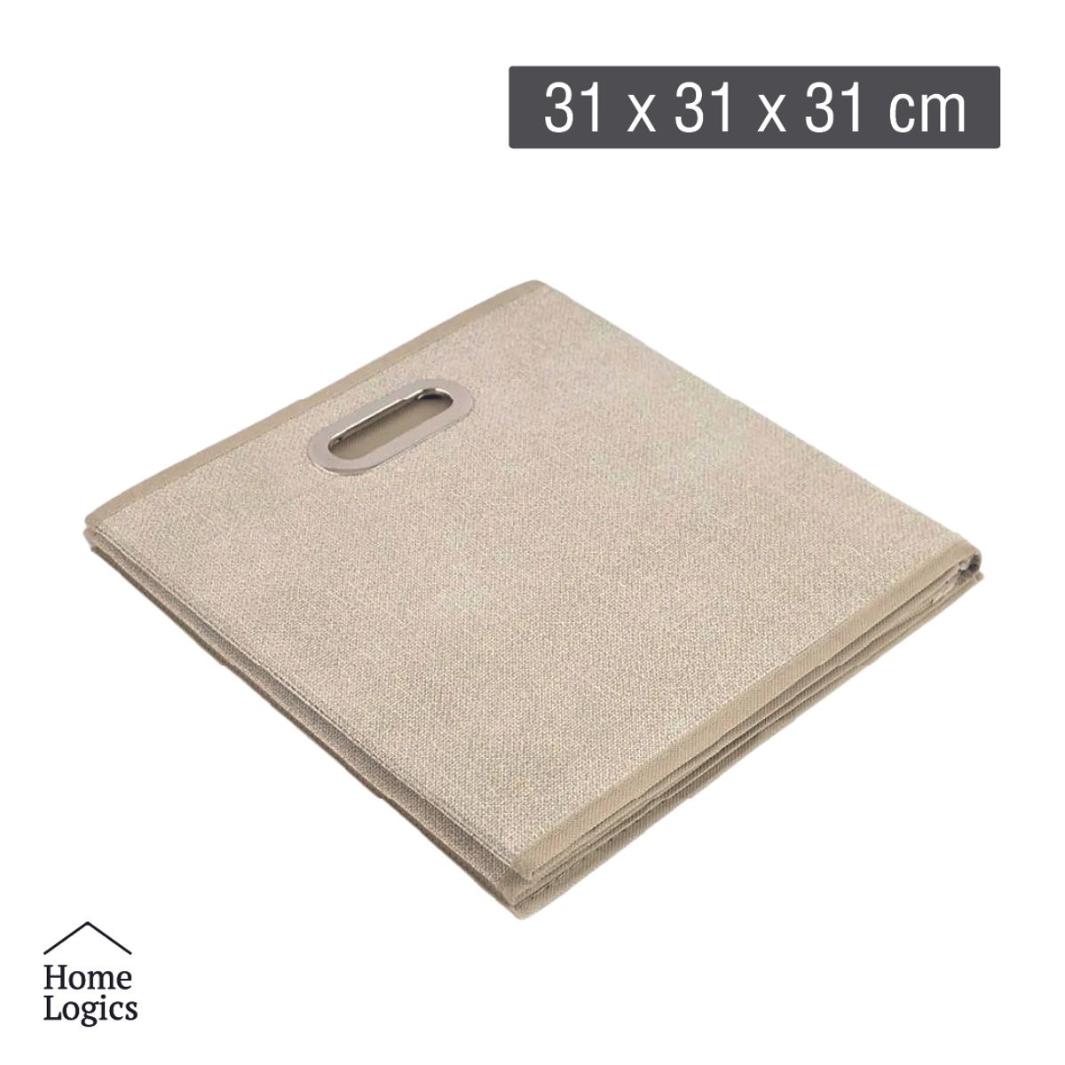 HOME LOGICS - Caja Almacenamiento Beige Plegable 31 x 31 cm Home Logics