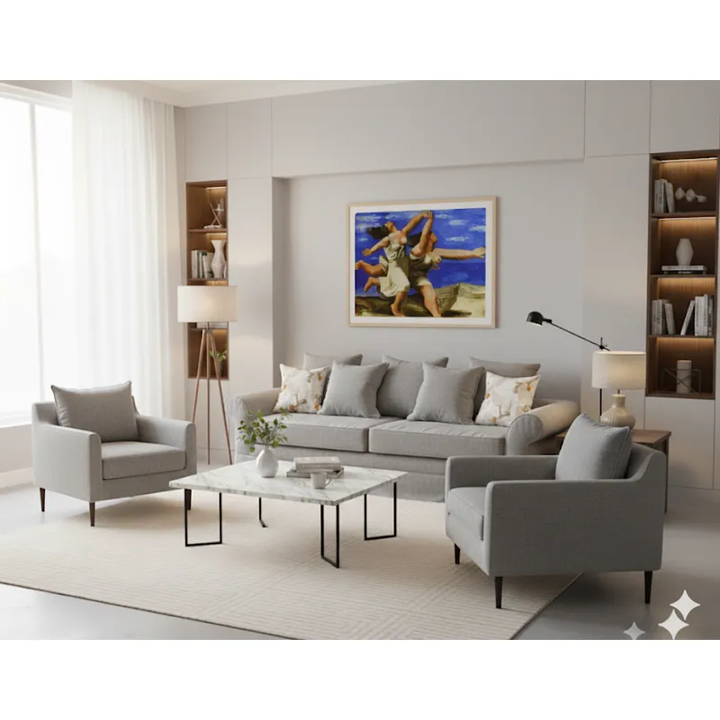 MUNDO LIVING - Living 311 Mambo gris claro sofa 3 cuepos + 2 poltronas resortes