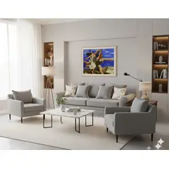MUNDO LIVING - Living 311 Mambo gris claro sofa 3 cuepos + 2 poltronas resortes