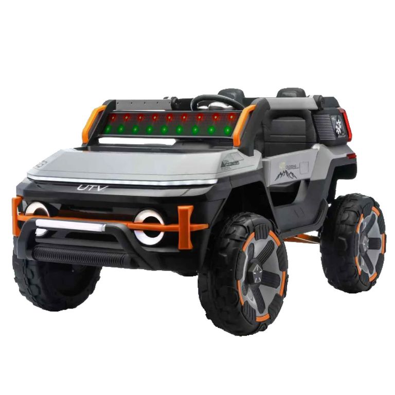 Jeep Electrico Ninos 2 Asientos Luces Led Y Sonido Gris Oscuro