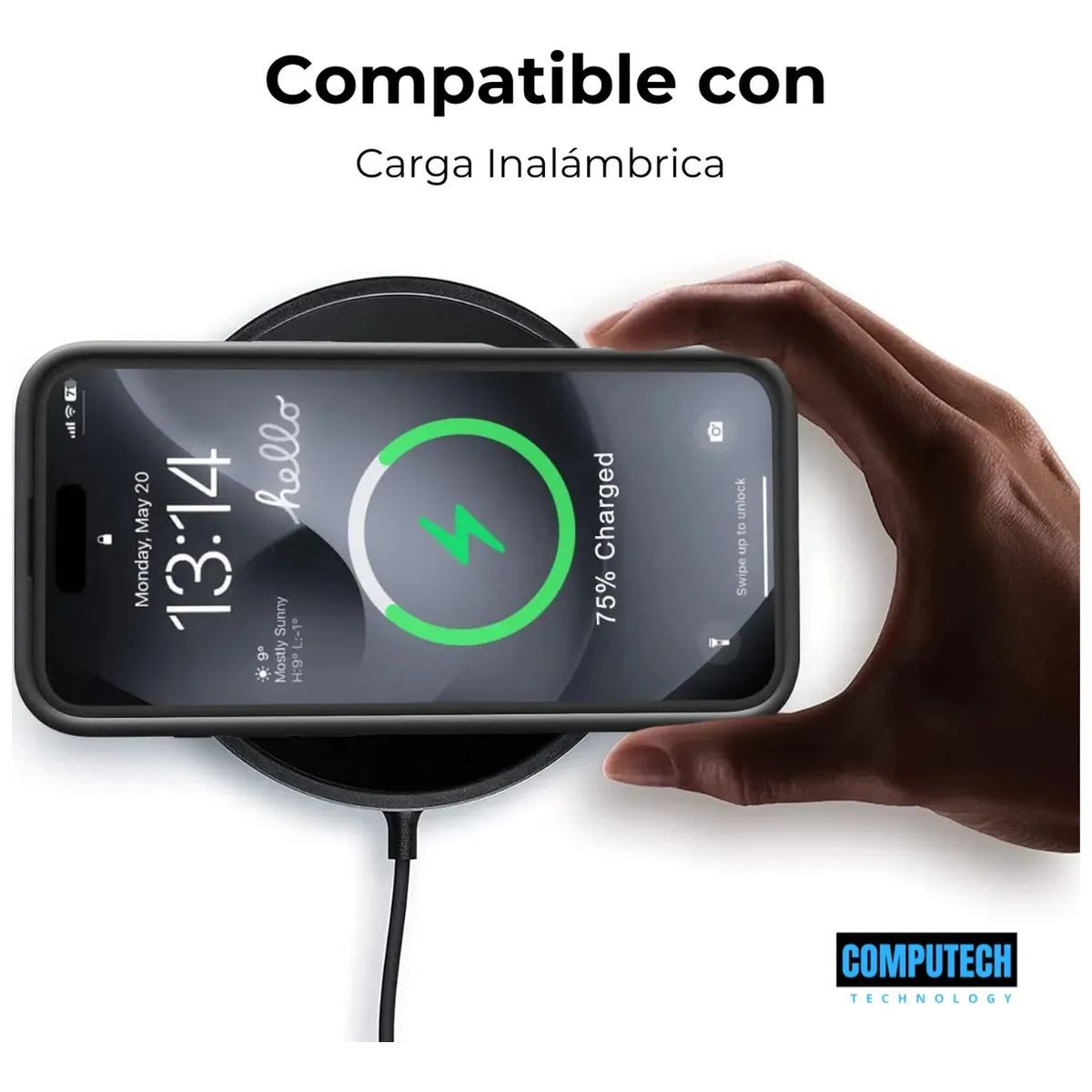 COMPUTECH - Funda / Carcasa Premium Para iPhone 17 Color Negro Antihuellas