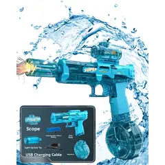 GENERICO - Juguete Pistola Automatica Lanza agua con luz simulador gris
