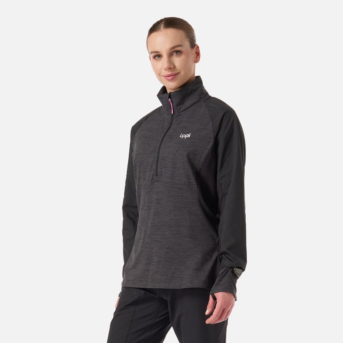 LIPPI - Polerón Mujer Egger 1/4 Zip Negro Lippi