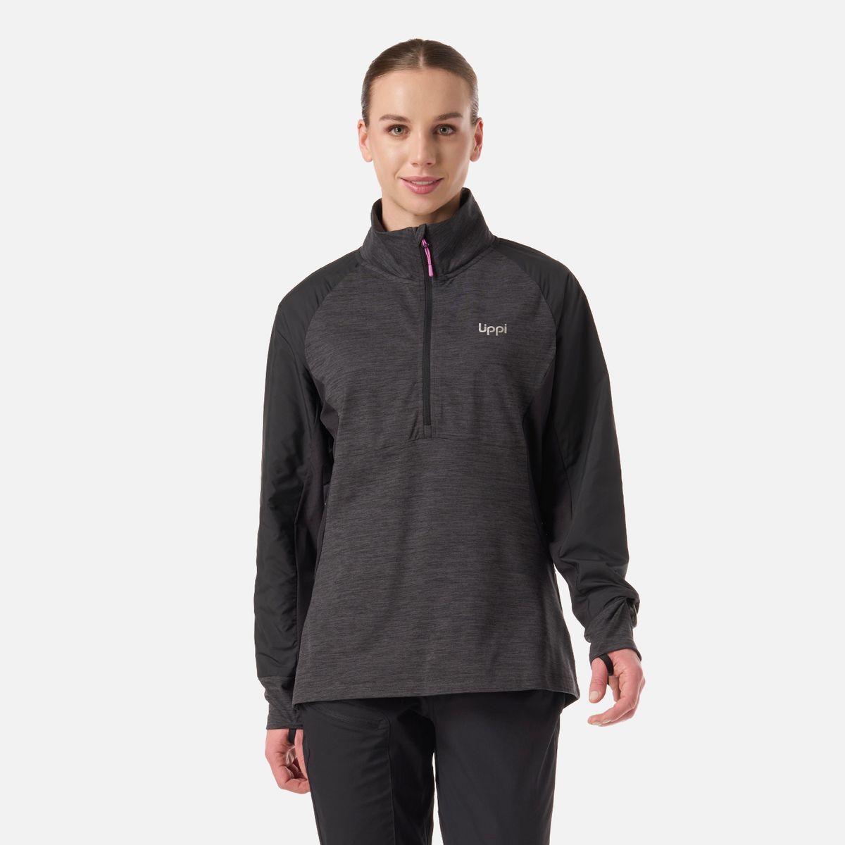 LIPPI - Polerón Mujer Egger 1/4 Zip Negro Lippi