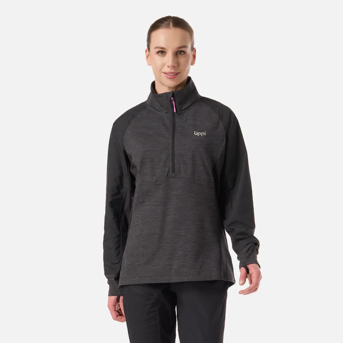LIPPI - Polerón Mujer Egger 1/4 Zip Negro Lippi