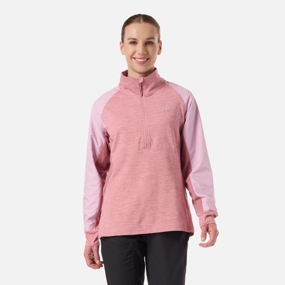 LIPPI - Polerón Mujer Egger 1/4 Zip Rosa Oscuro Lippi
