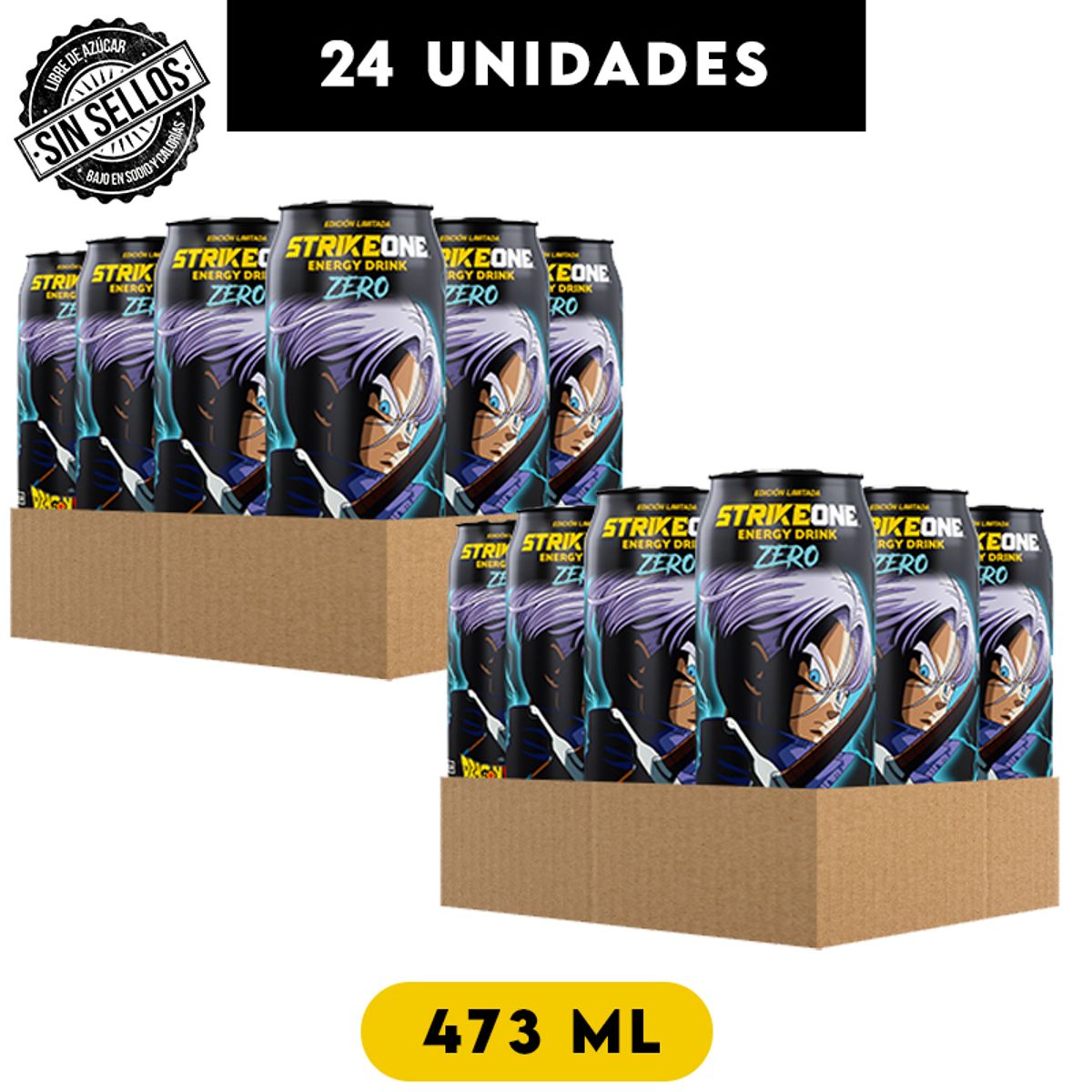 STRIKE ONE - Bebida energética Guaraná Zero - 24 uds (473ml c/u)StrikeOne