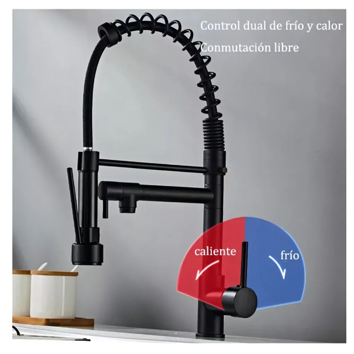 GENERICO - Grifo Llave Lavaplatos Monomando Cocina Flexible NEGRO