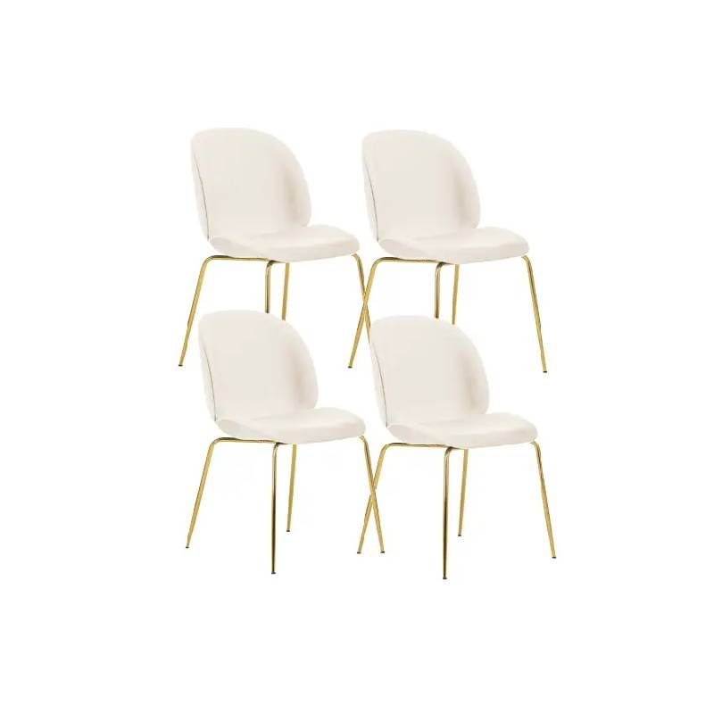 MOAD - Pack 4 Sillas Beetle Blanco hueso con patas doradas