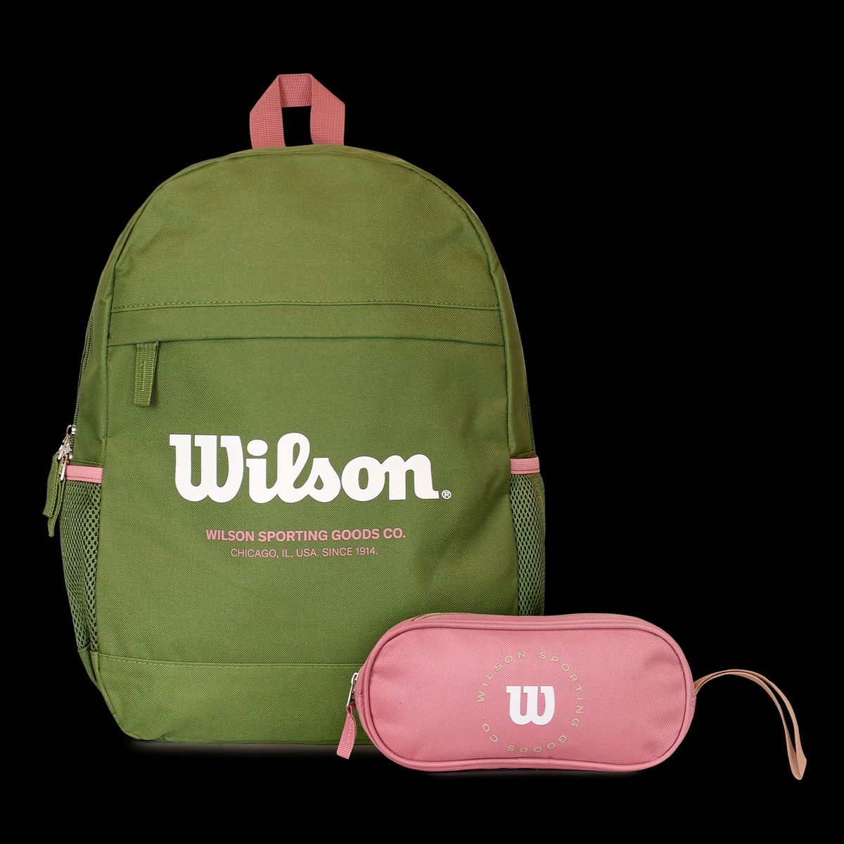 WILSON - Pack Wilson mochila Atom verde + estuche Charlotte rosado