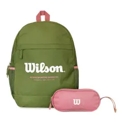 WILSON - Pack mochila Atom verde + estuche Charlotte rosado