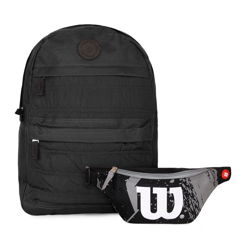 WILSON - Pack Wilson mochila Kansas negra + banano Oslo negro
