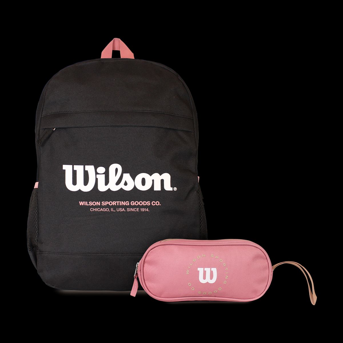 WILSON - Pack Wilson mochila Atom negra + estuche Charlotte rosado