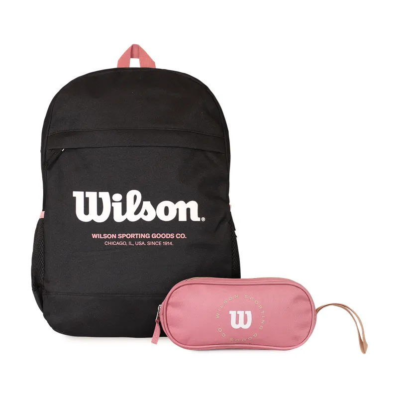 WILSON - Pack Wilson mochila Atom negra + estuche Charlotte rosado