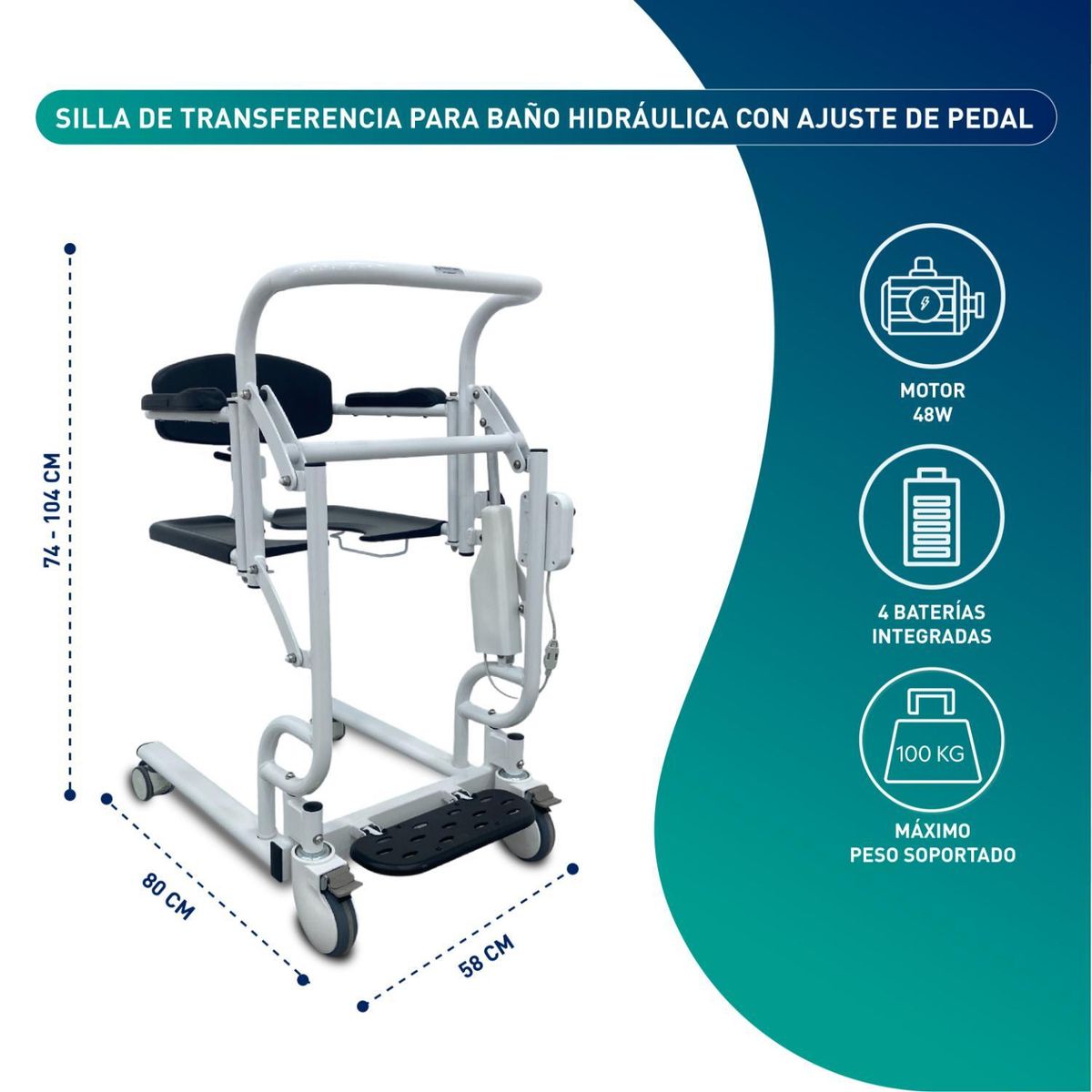 GLOMED - Silla de Transferencia para Baño Eléctrica