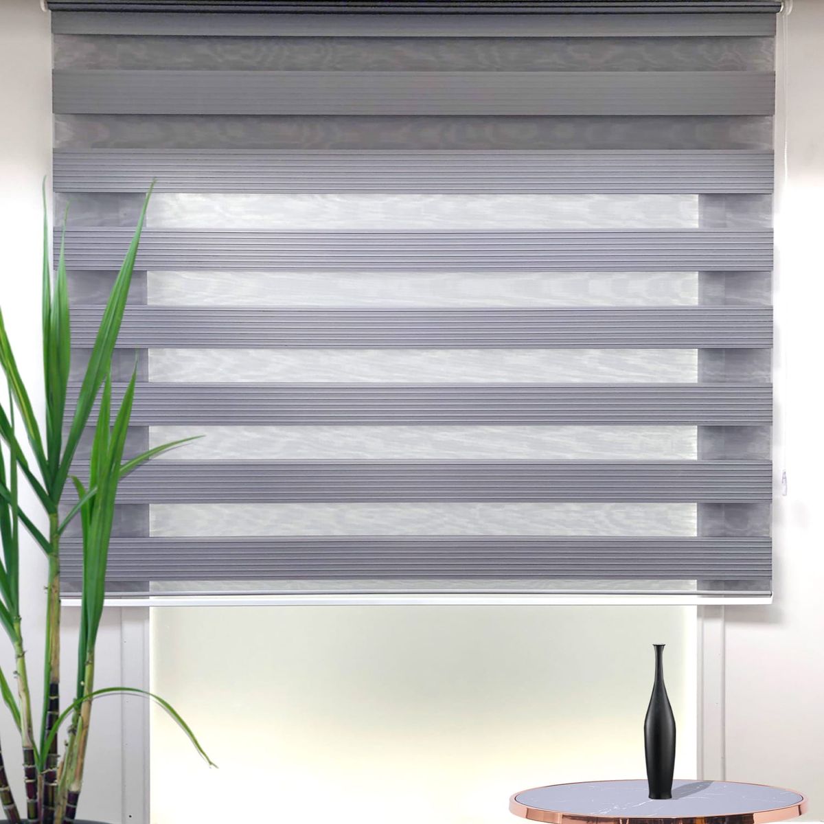 GENERICO - Cortina Persiana Roller Zebra Gris 120x200