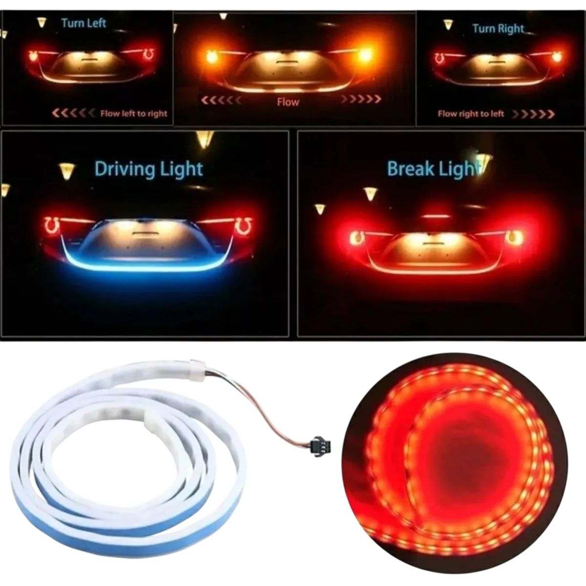 GENERICO - Cinta Led Maletero Freno Direccional Decorativa