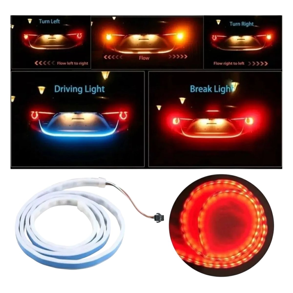 GENERICO - Cinta Led Maletero Freno Direccional Decorativa