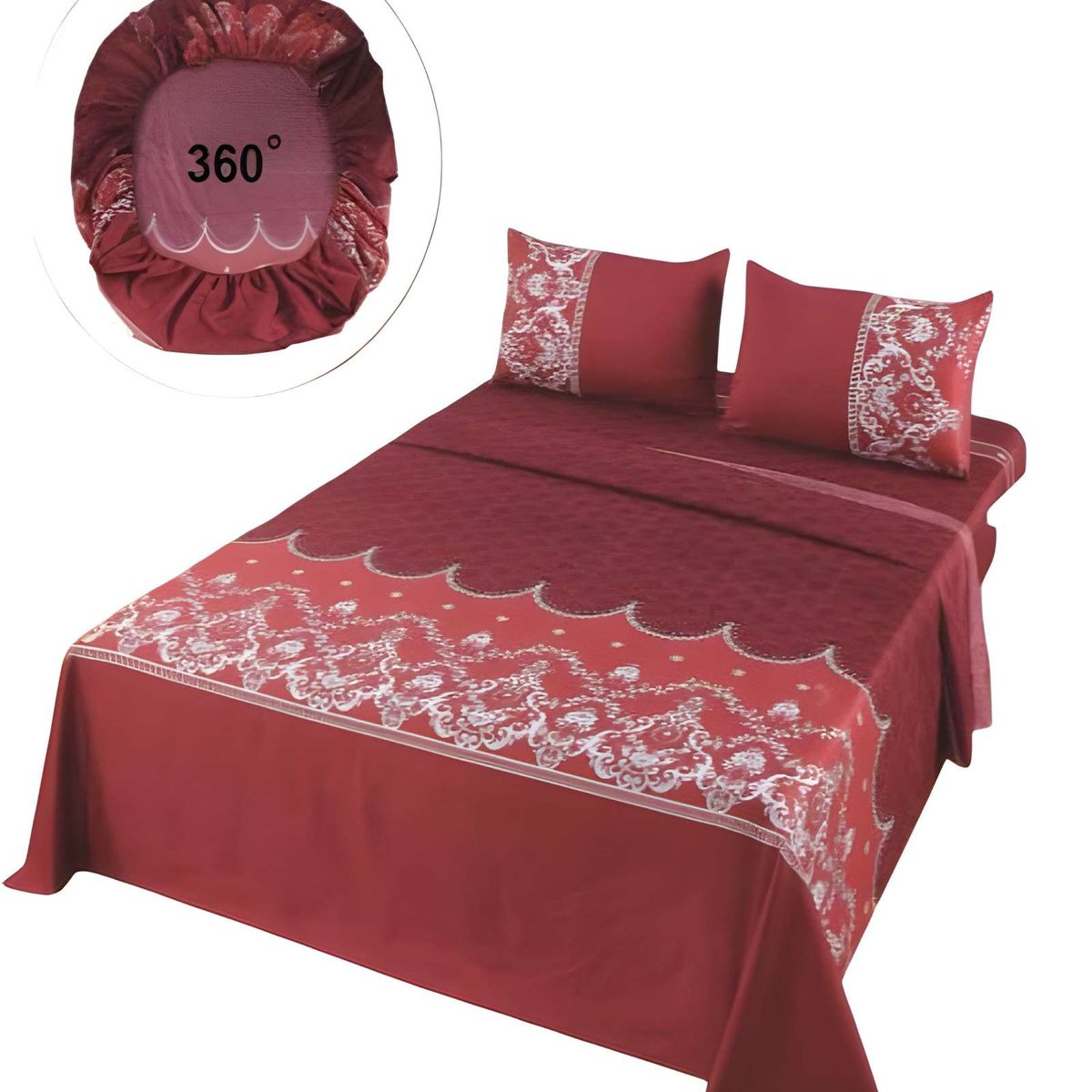 GENERICO - SET DE SABANAS DISEÑO ESTAMPADO 2 PLAZAS BURDEO