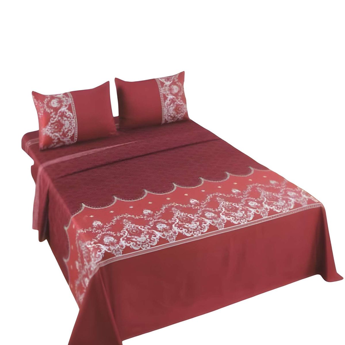 GENERICO - SET DE SABANAS DISEÑO ESTAMPADO 2 PLAZAS BURDEO