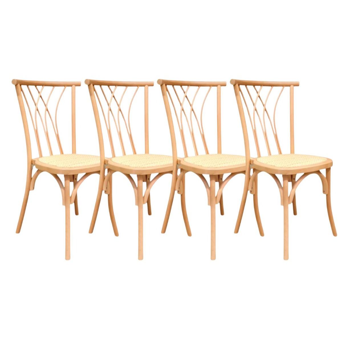 HABITA2 CHILE - Pack 4 Silla Amelia de Madera y Rattan Vintage