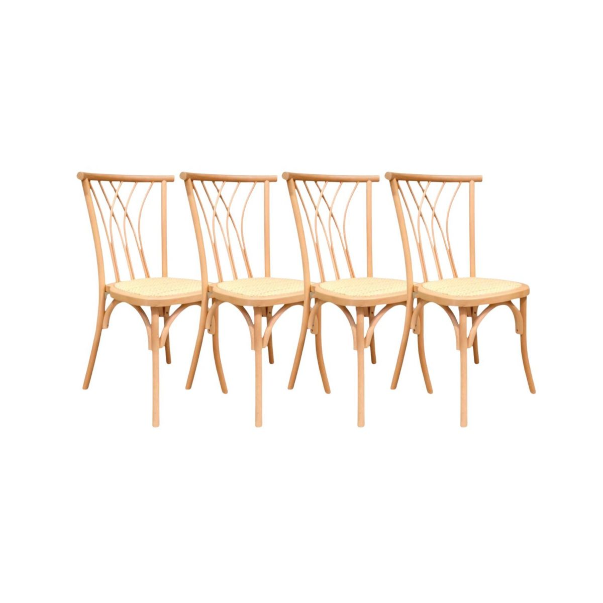 HABITA2 CHILE - Pack 4 Silla Amelia de Madera y Rattan Vintage